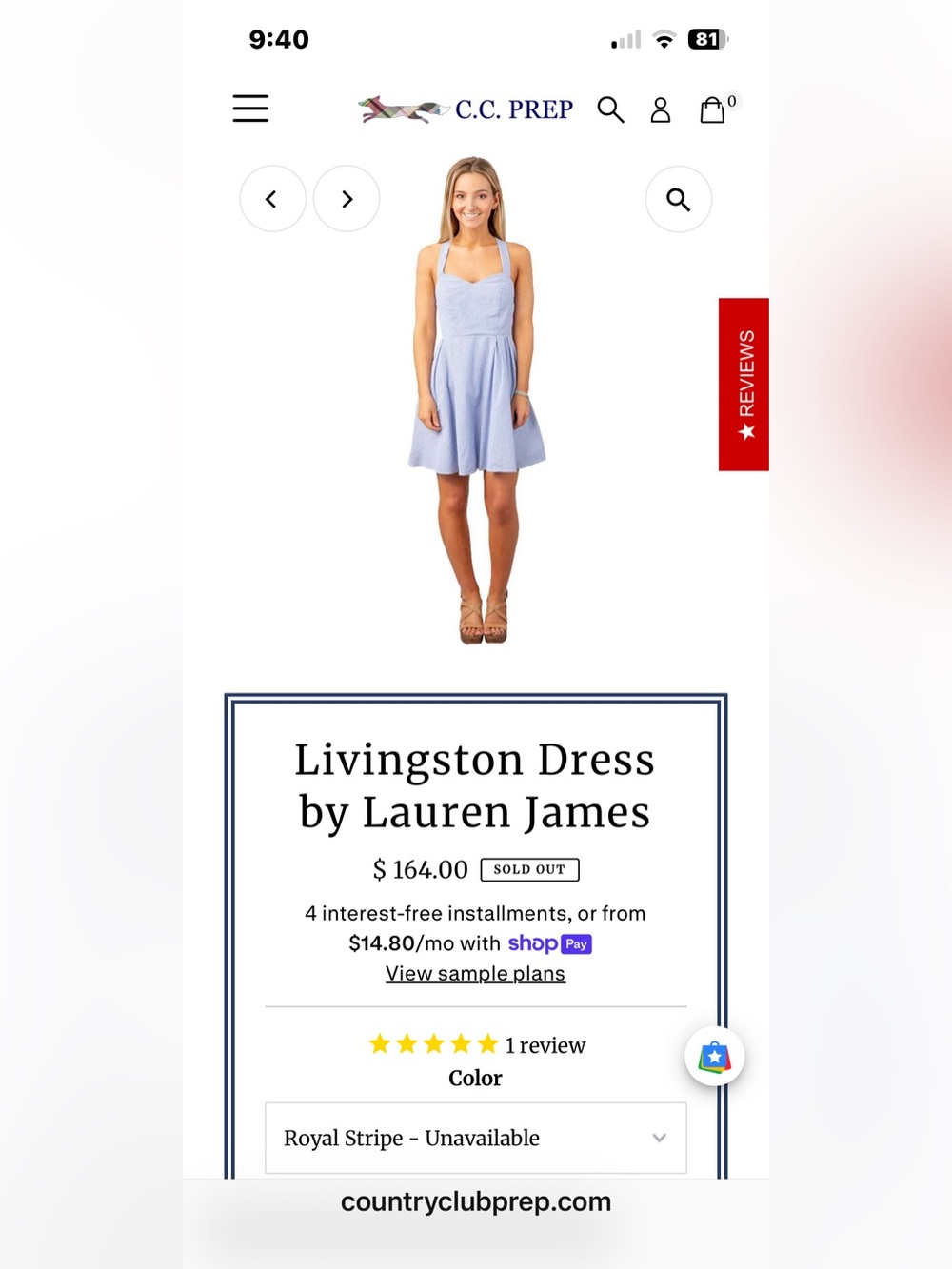 Lauren James Livingston in Blue Seersucker.